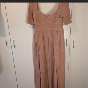 Elegant Pink Smocked Dress